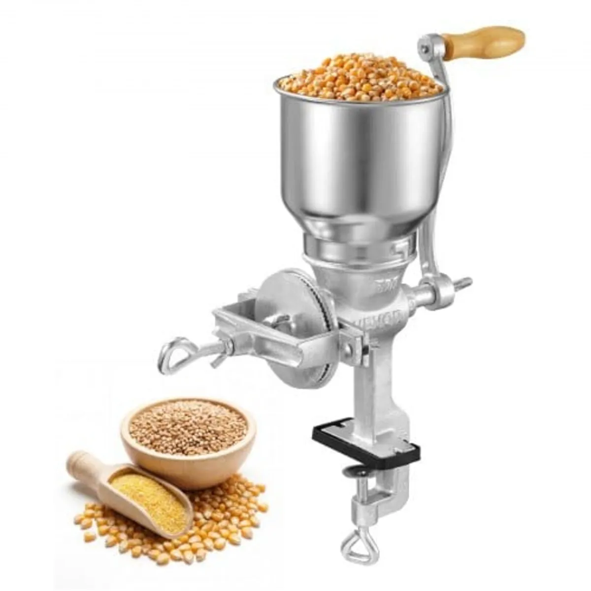 Manual Grain Mill with High Hopper, Hand-Crank Cor - Image 1