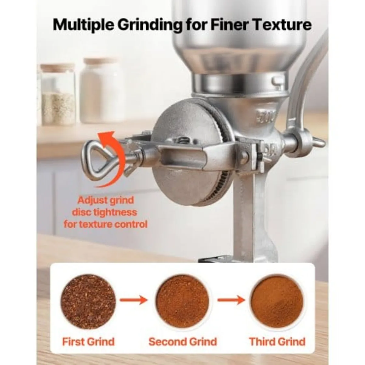Manual Grain Mill with High Hopper, Hand-Crank Cor - Image 3