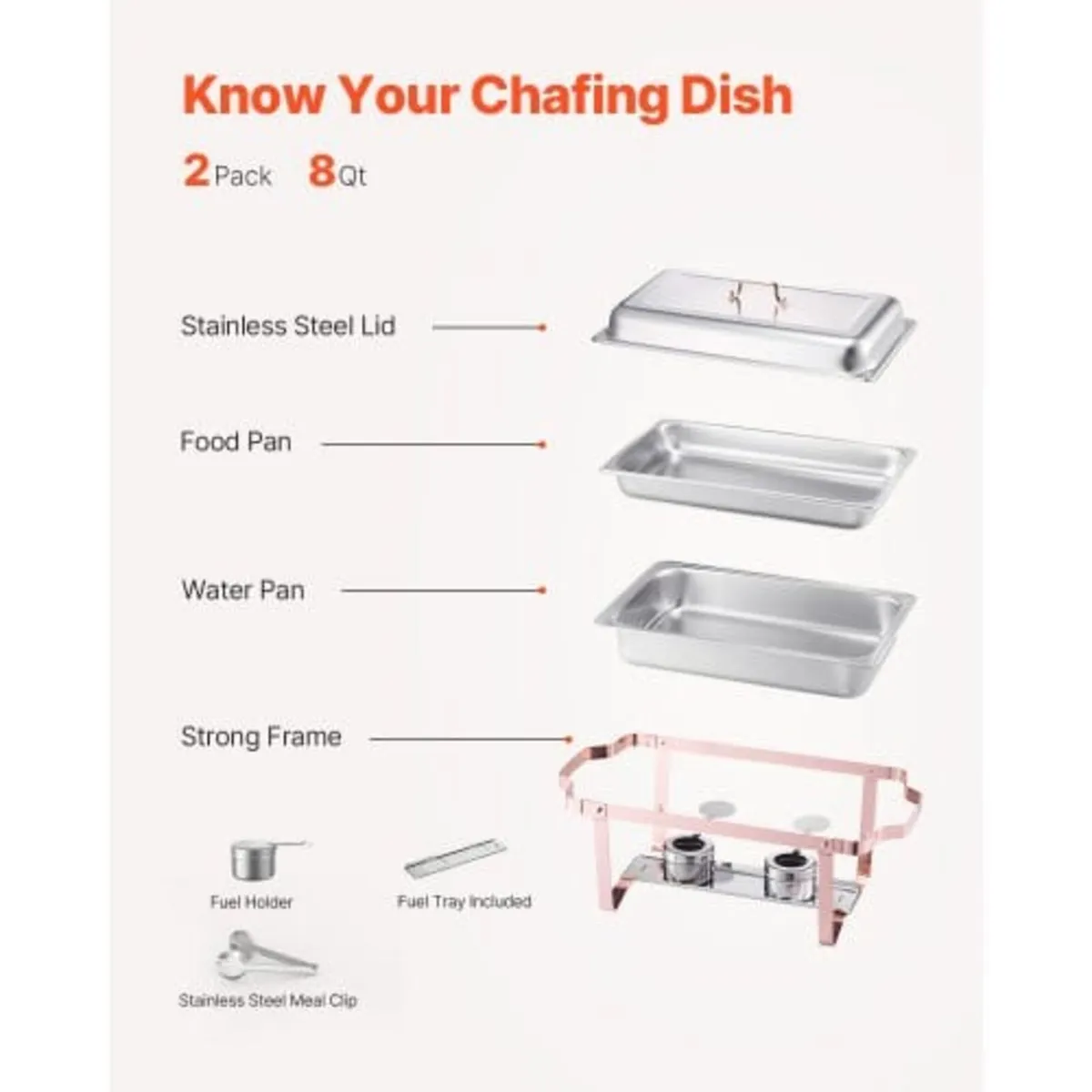 Chafing Dish Buffet Set, 8 Qt 2 Pack, Stainless St - Image 4