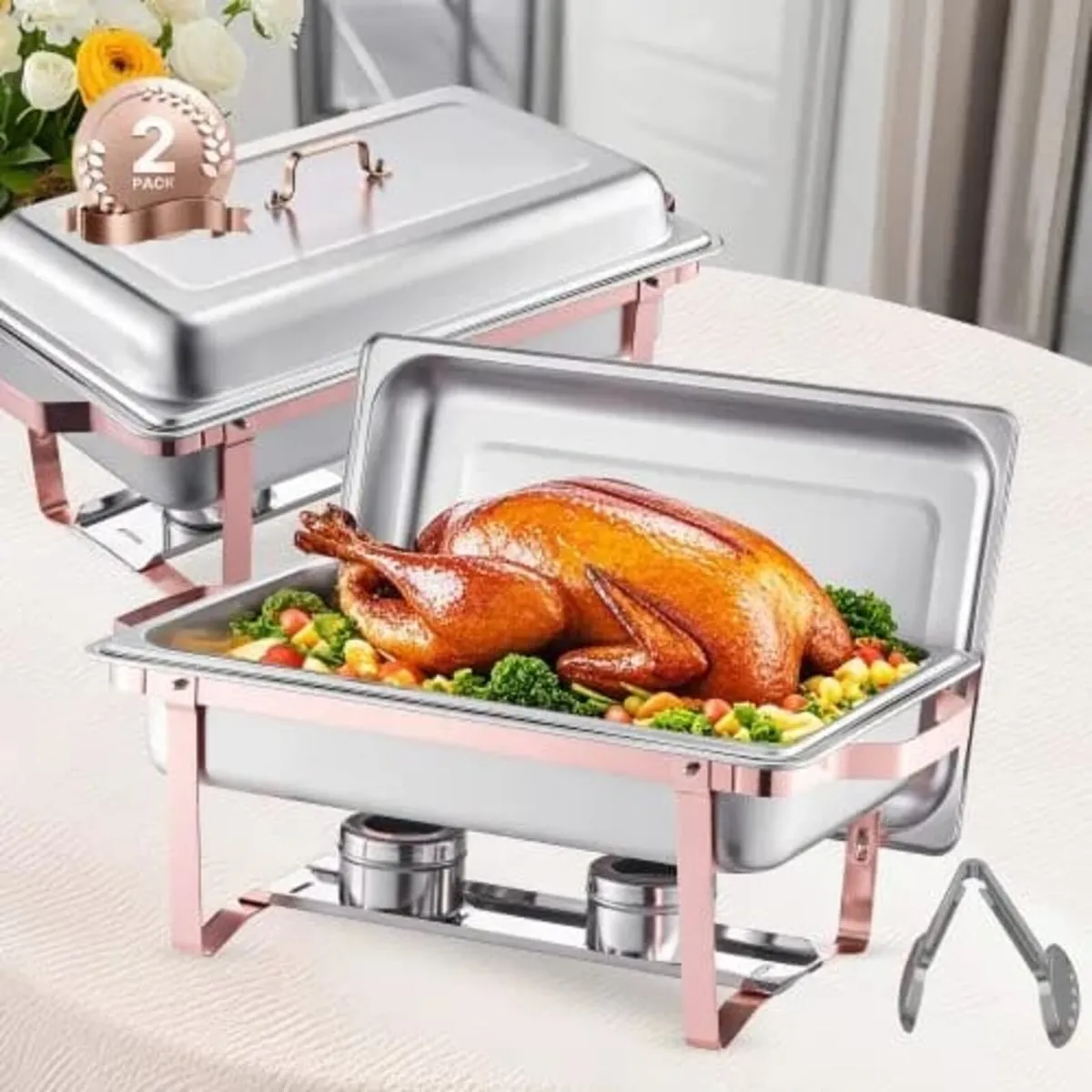 Chafing Dish Buffet Set, 8 Qt 2 Pack, Stainless St - Image 1