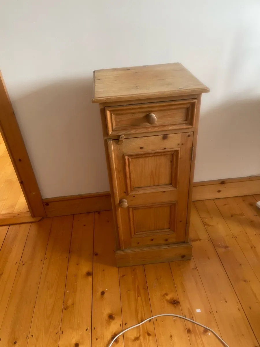 Waxed pine tallboy cabinet - Image 1