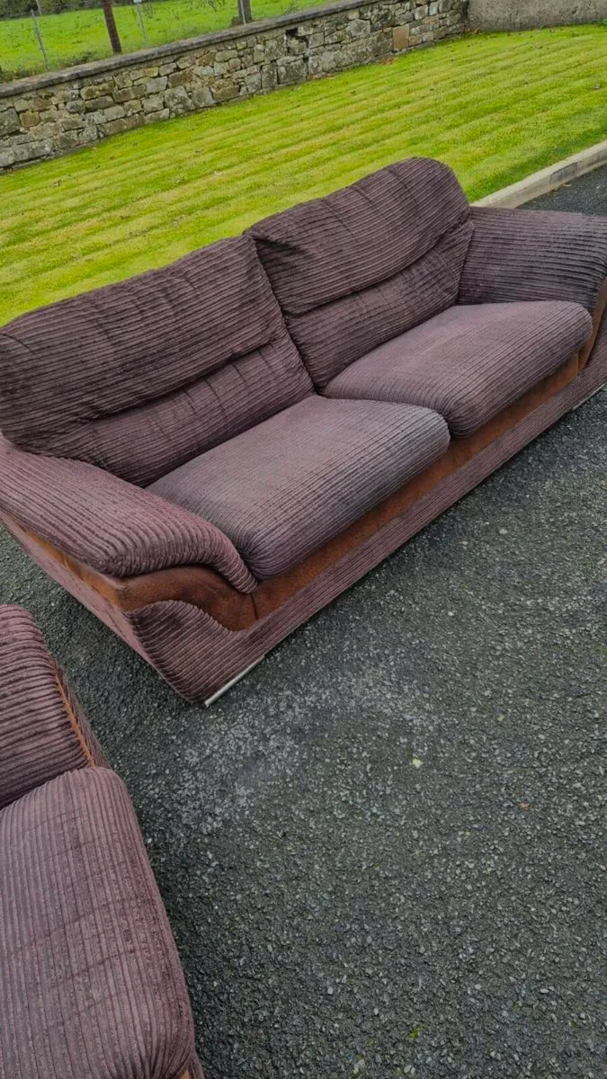 Brown Corduroy 3 + 2 Seater Couches - Image 4