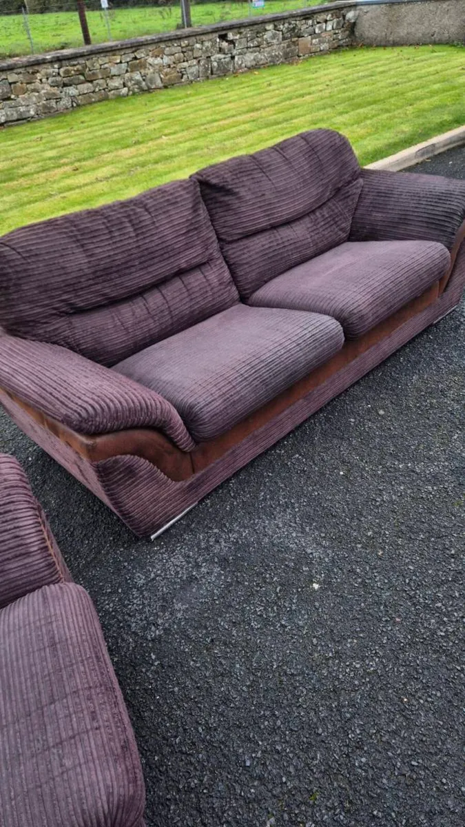 Brown Corduroy 3 + 2 Seater Couches - Image 2