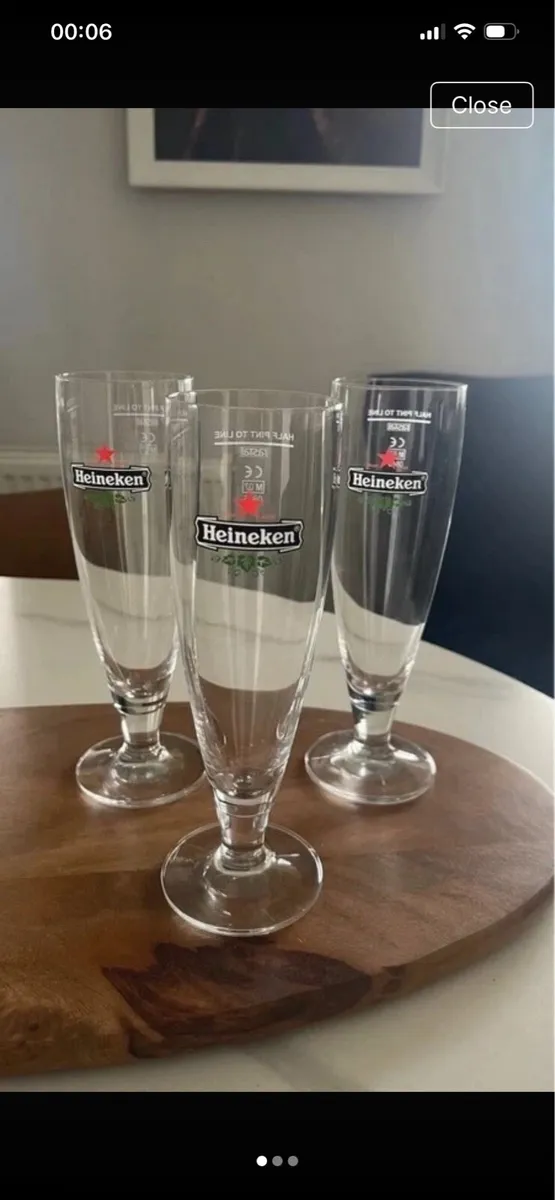 3 Heineken Glasses - Image 1