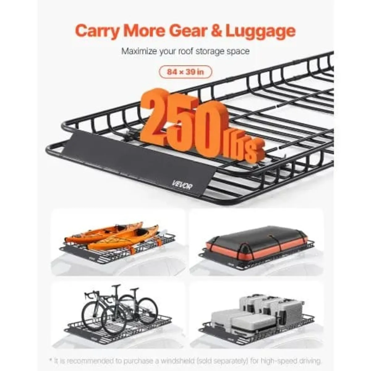 Roof Rack Basket, 1630 x 1270 x 105 mm, Universal - Image 2