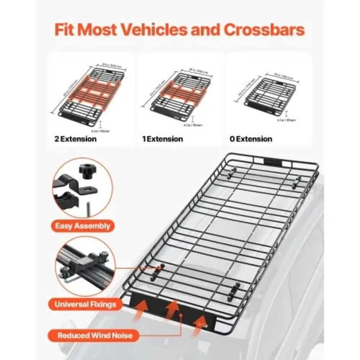 Roof Rack Basket, 1630 x 1270 x 105 mm, Universal - Image 3