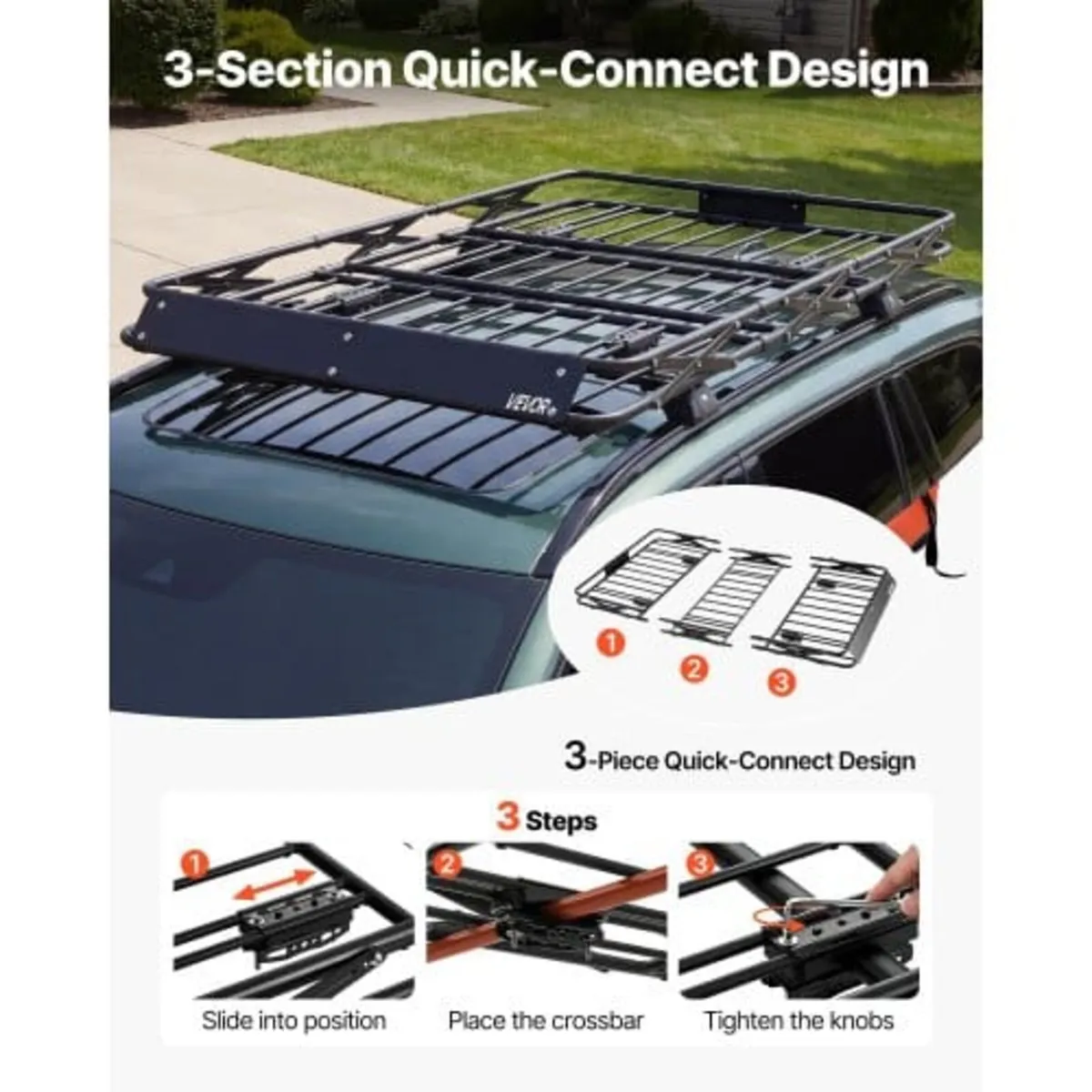 Roof Rack Cargo Basket, 1295 x 914 x 102 mm, Heavy - Image 4