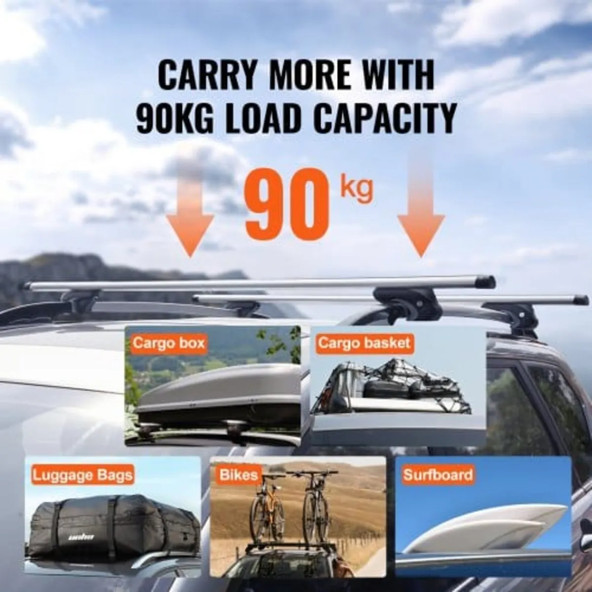 Universal Roof Rack Crossbar 119.9 cm Length for V - Image 4