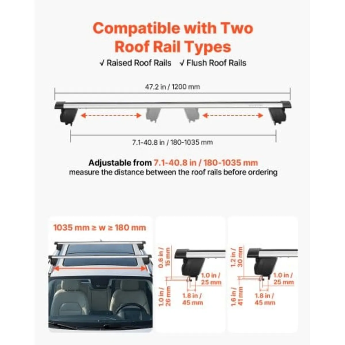 Roof Rack Cross Bars, 165 lbs Capacity, Universal - Image 3