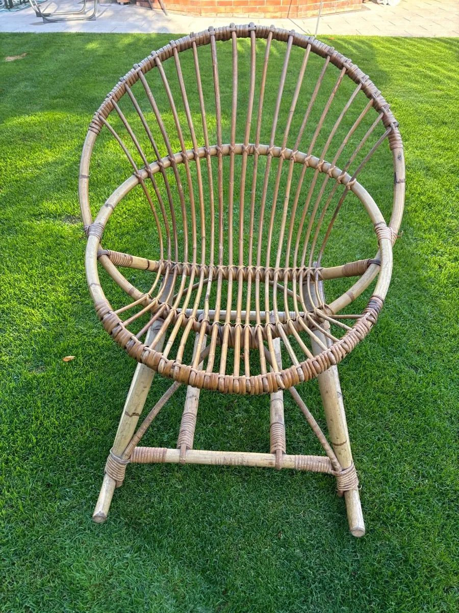 Vintage petit bamboo and rattan rocking chair - Image 2