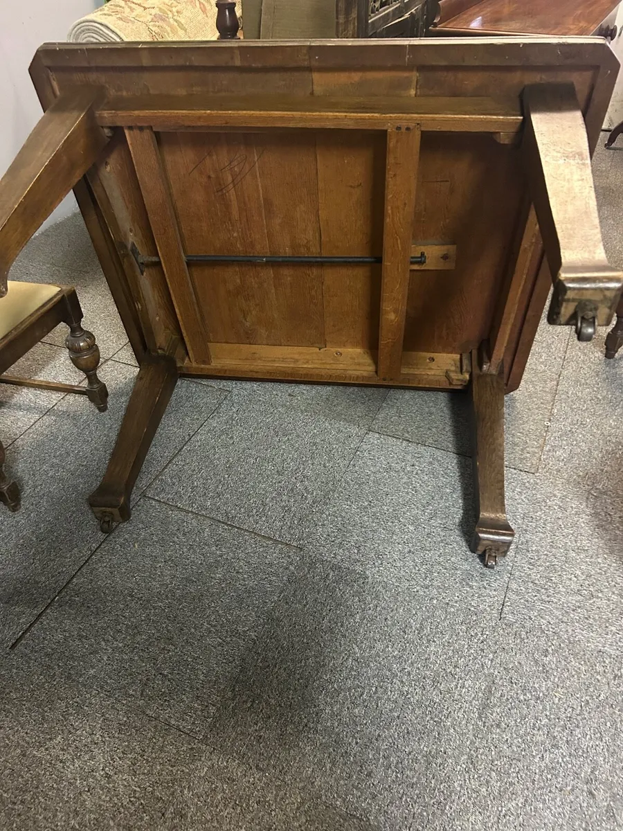 Vintage Solid Oak Dining Table and Chairs for Sale - Image 2