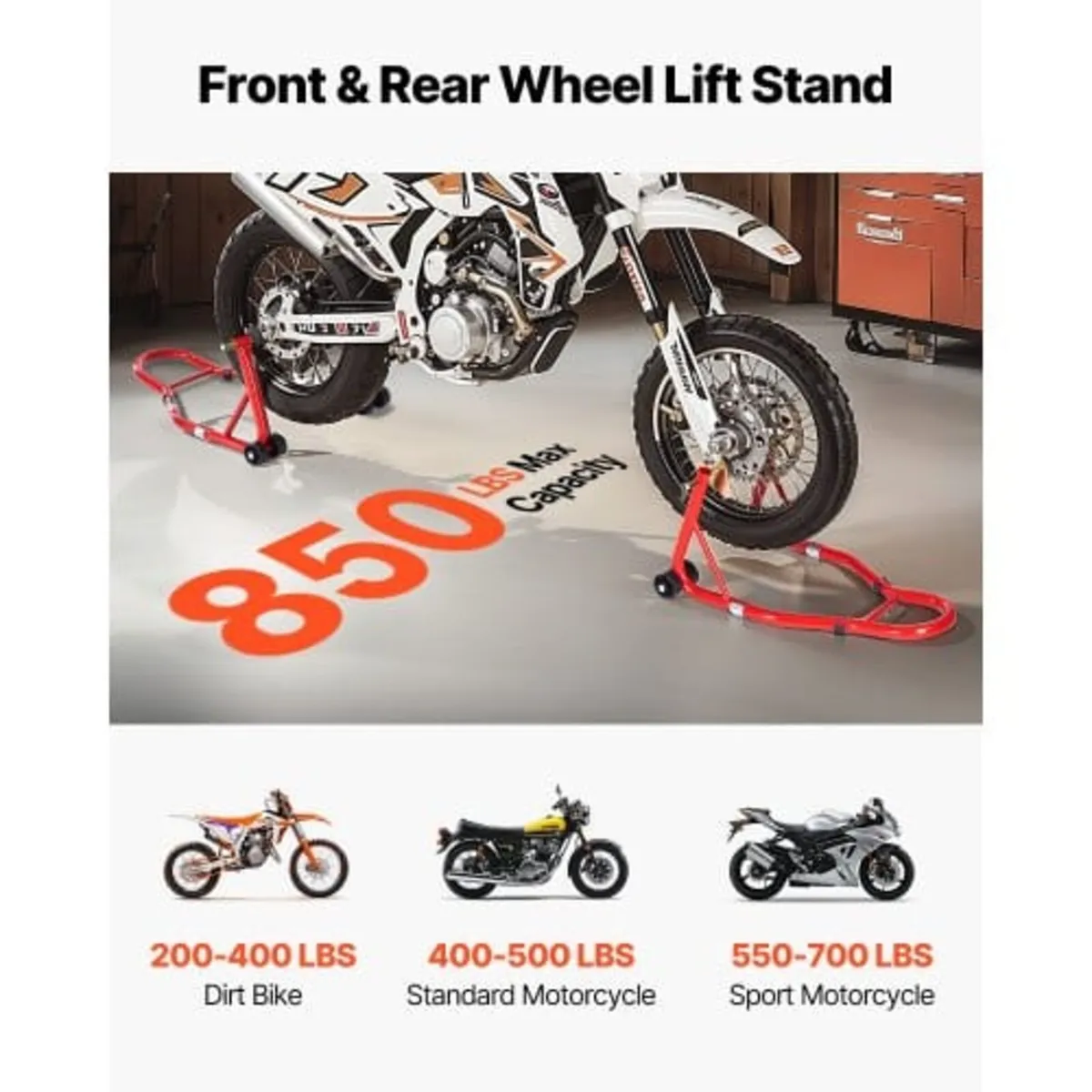 Motorcycle Stand Lift, 850lbs Capacity Front Rear - Image 2