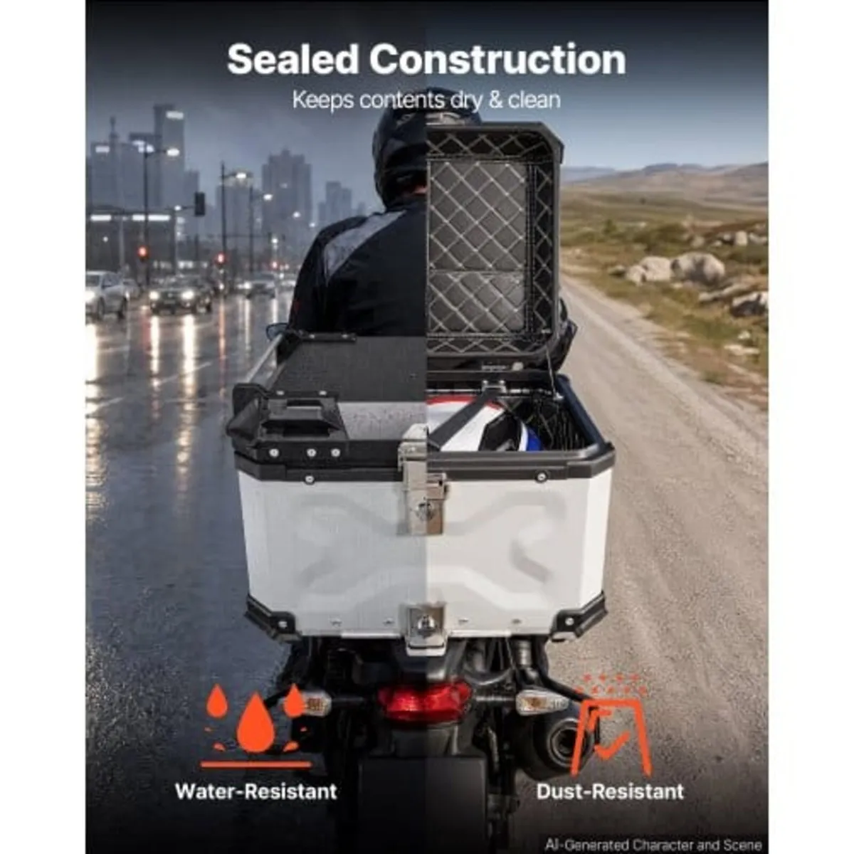Motorcycle Top Case 55L Universal Aluminum Hard Mo - Image 3