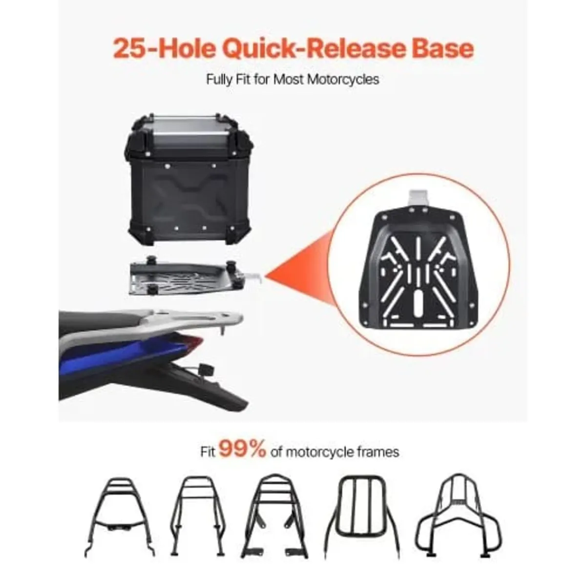 Motorcycle Top Case, Universal Aluminum Alloy Moto - Image 3