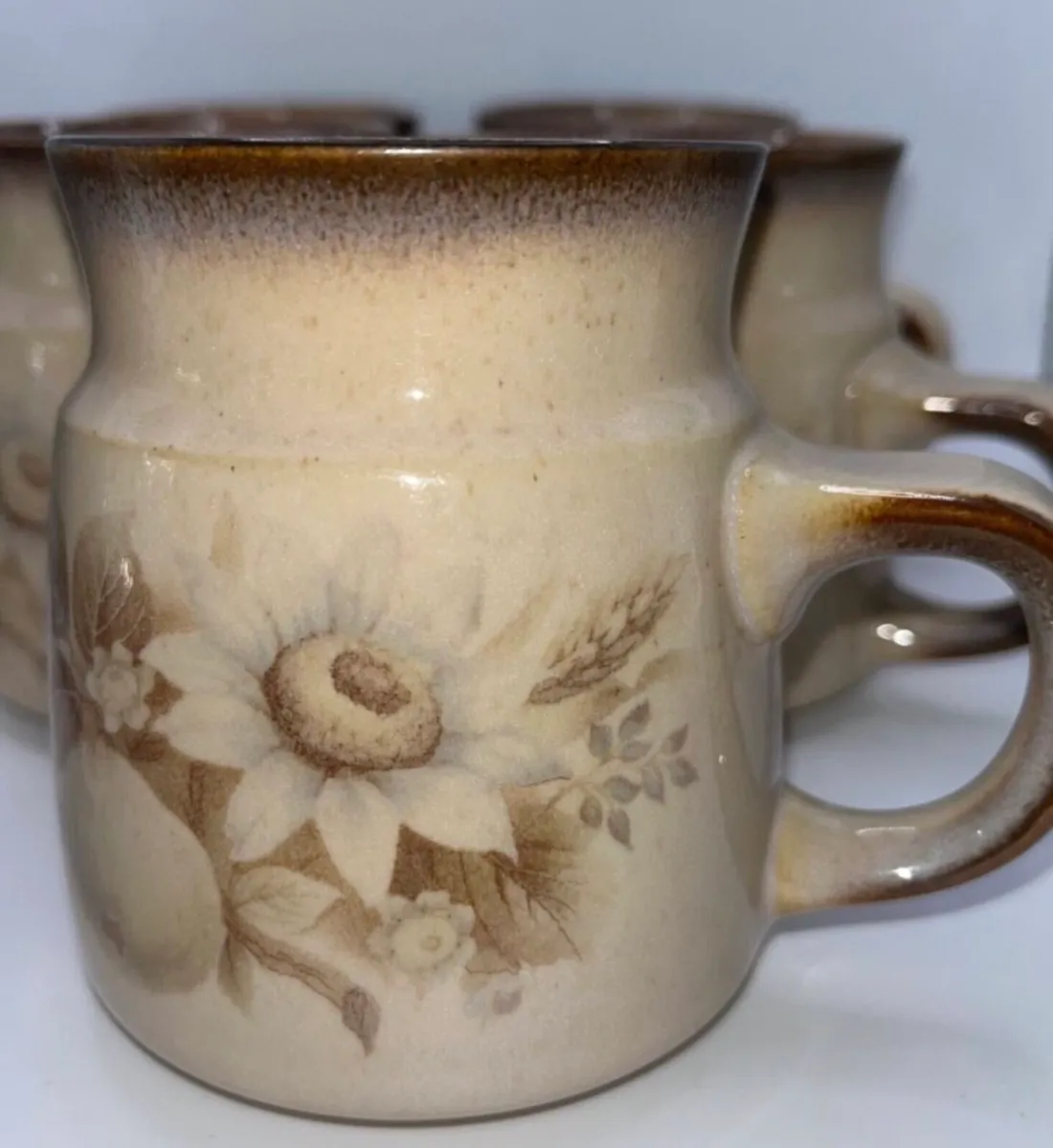 1980s Denby Pottery Mugs set of 5 - Image 2
