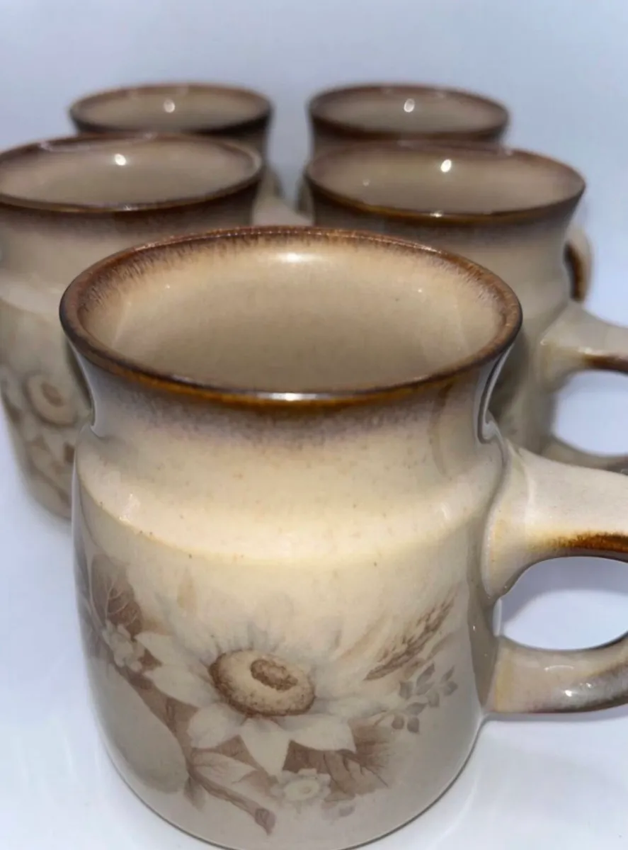 1980s Denby Pottery Mugs set of 5 - Image 3