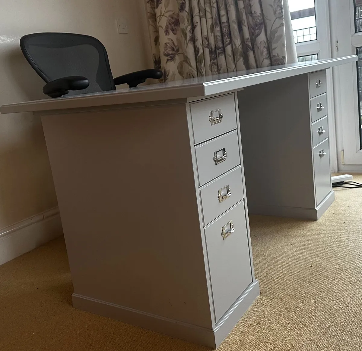 IKEA KLIMPEN Desk with 8 Drawers – Light Grey - Image 1
