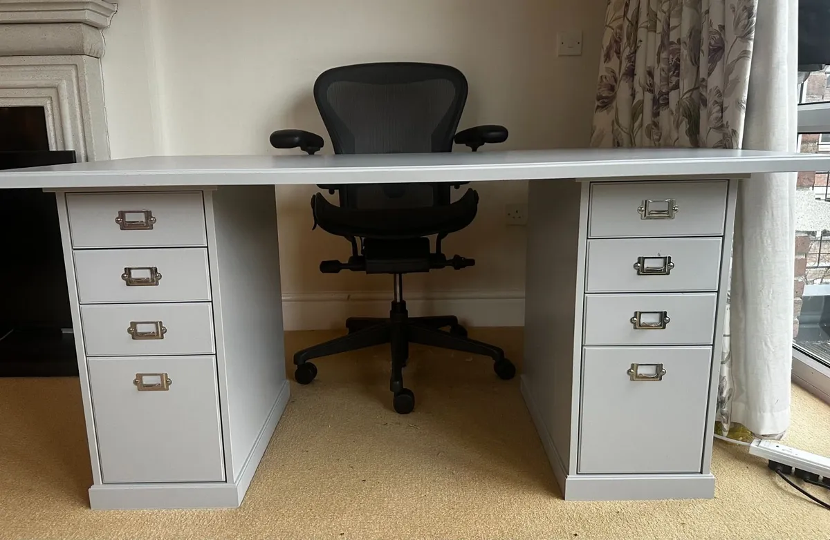 IKEA KLIMPEN Desk with 8 Drawers – Light Grey - Image 2