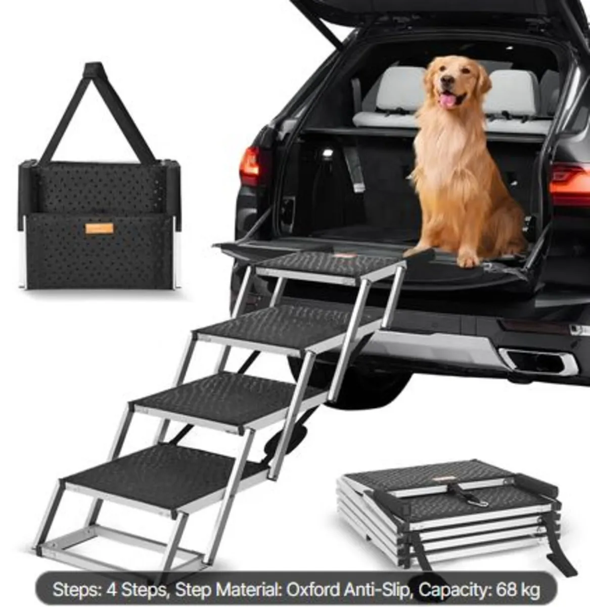 Dog Stair for Cars 4-step Folding Dog Steps Alumin - Image 1