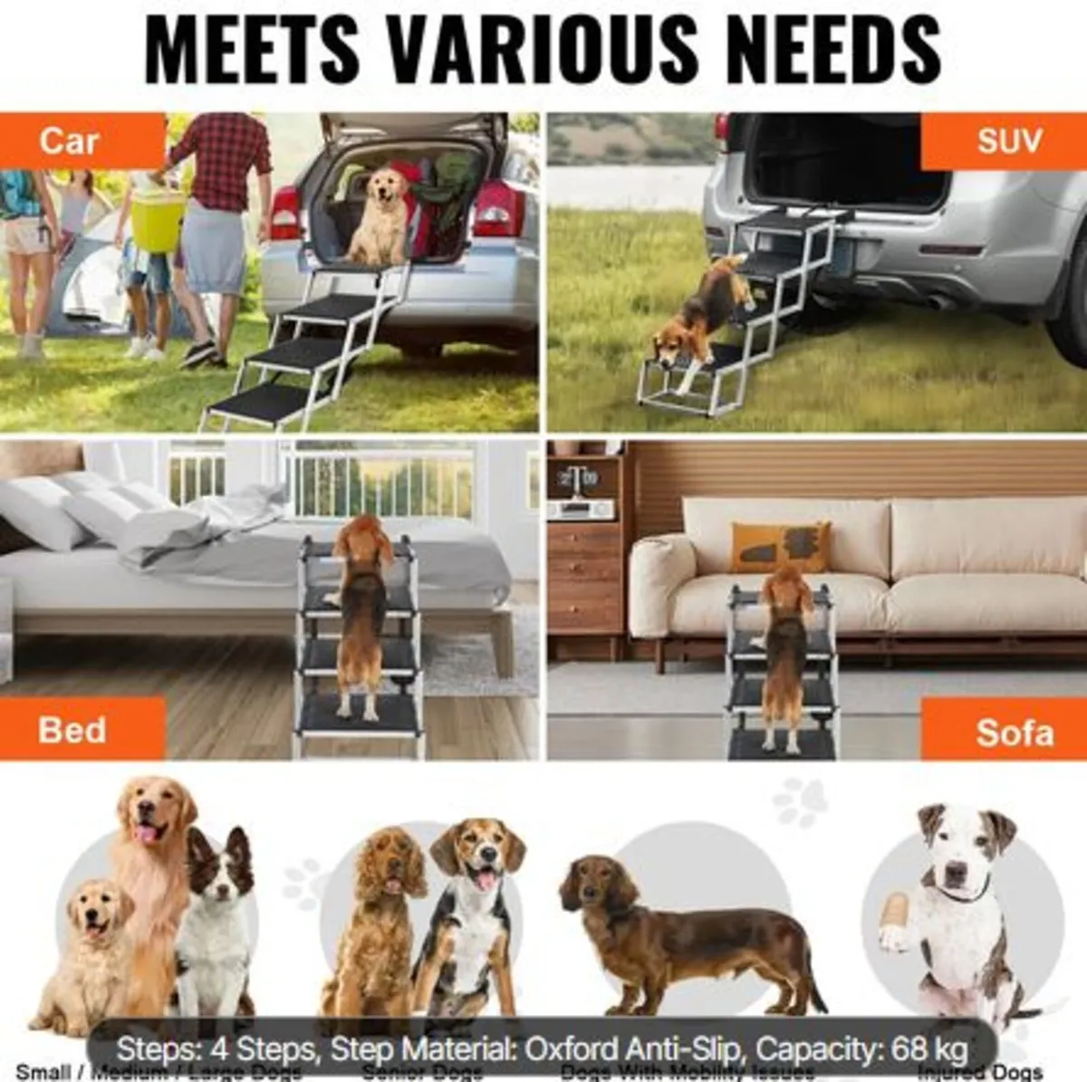 Dog Stair for Cars 4-step Folding Dog Steps Alumin - Image 4