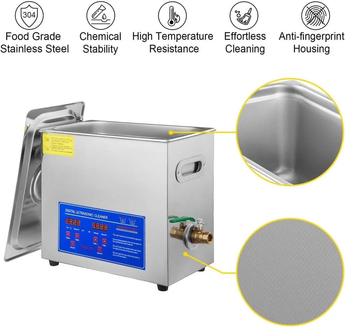 6L Ultrasonic Cleaning Tank with Digital Heater - Image 4