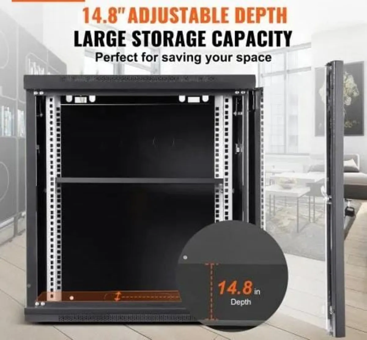 9U Wall Mount Network Server Cabinet, 60x45x50cm, - Image 3
