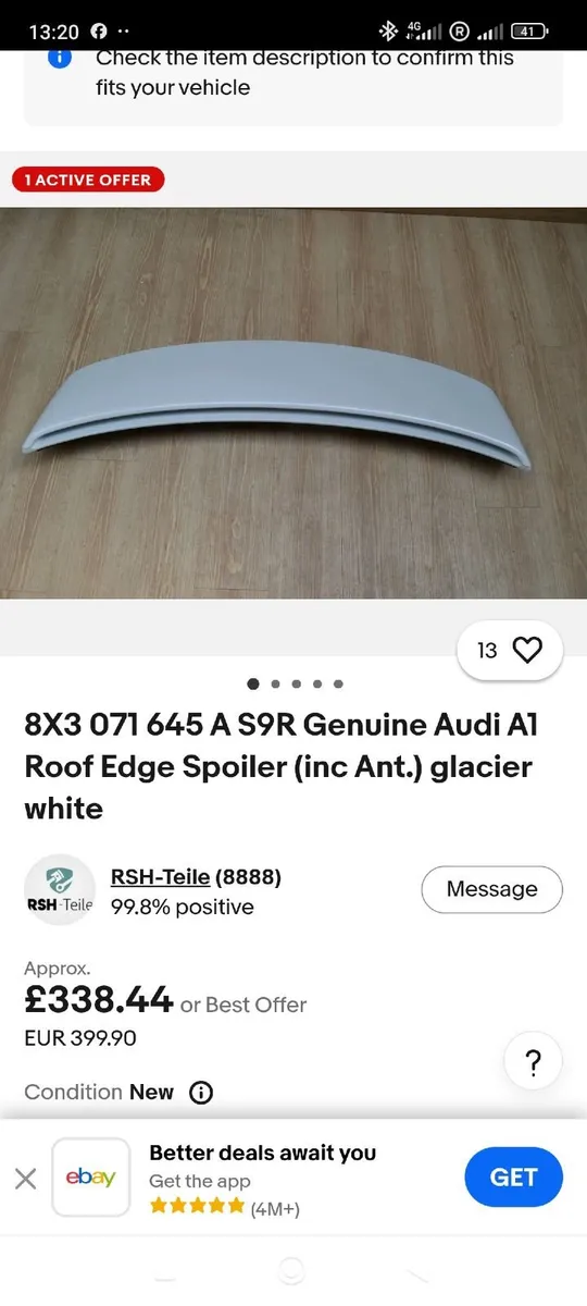 Roof edge spoiler Audi A1 (2011-2018) - Image 1
