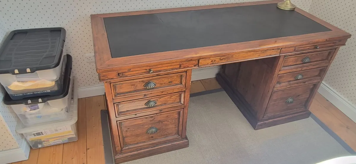 Mahogany Leather Topped Desk - Image 2