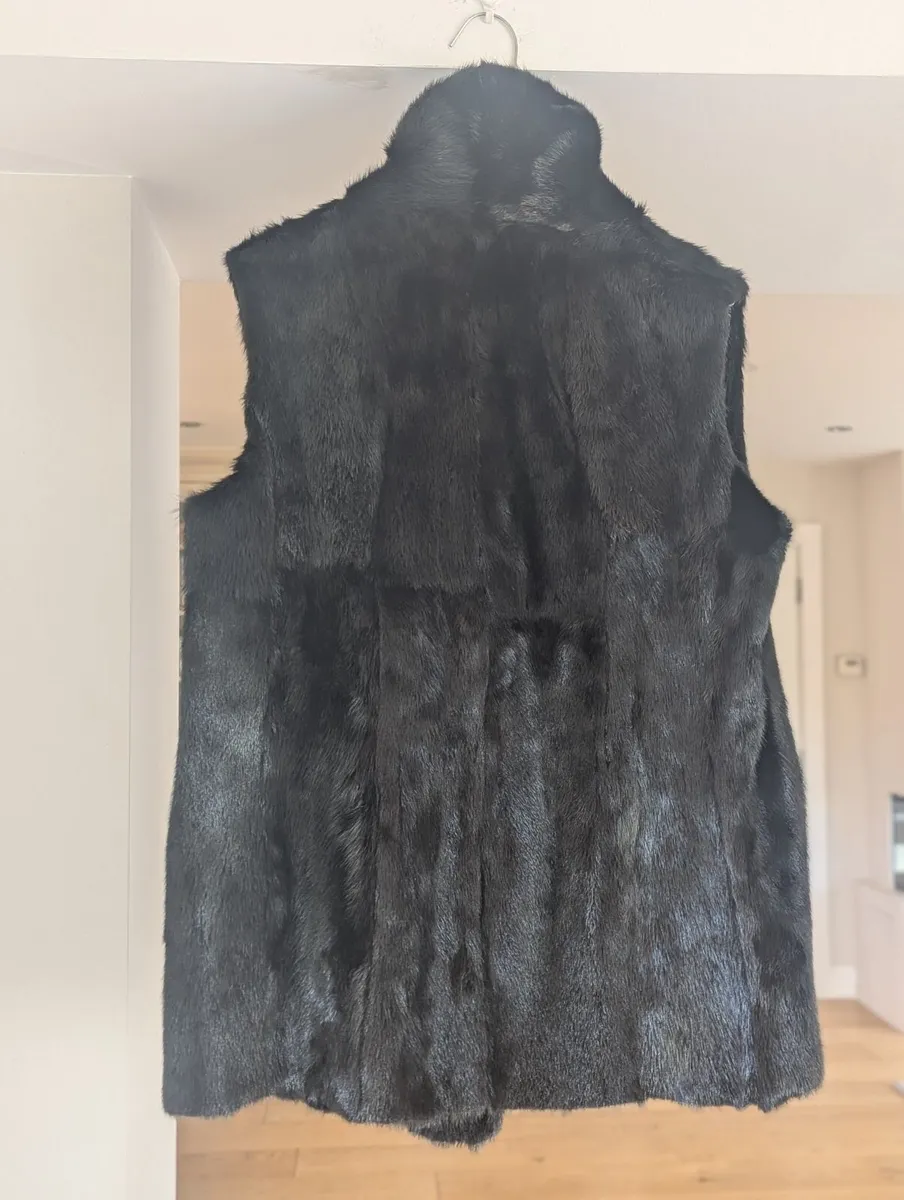 Genuine Black Mink Fur Gilet – Three-Quart Length - Image 2