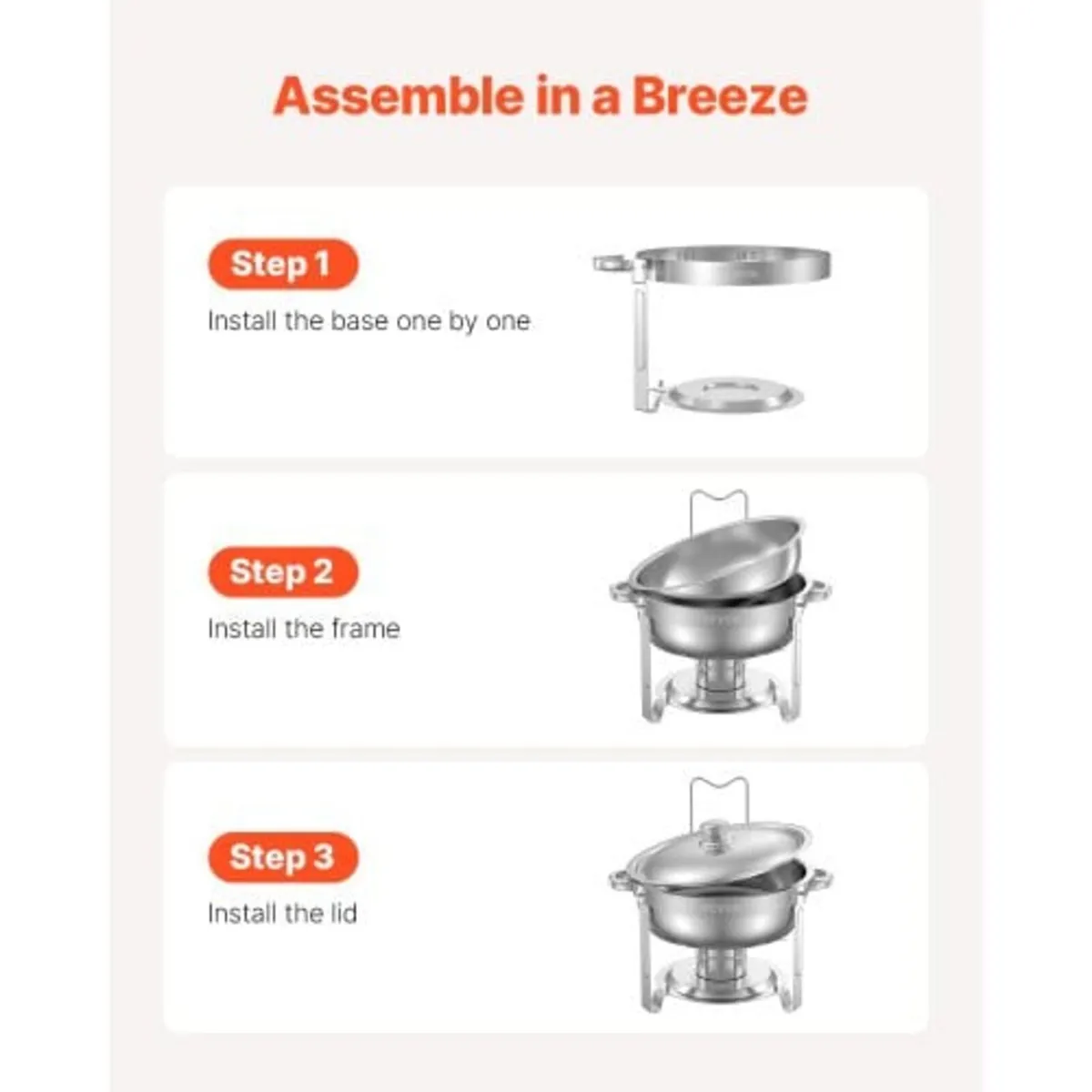 Chafing Dish Buffet Set, 5 Qt 2 Pack, Stainless St - Image 4