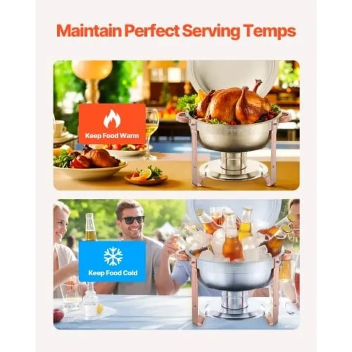 Chafing Dish Buffet Set, 5 Qt 4 Pack, Stainless St - Image 3