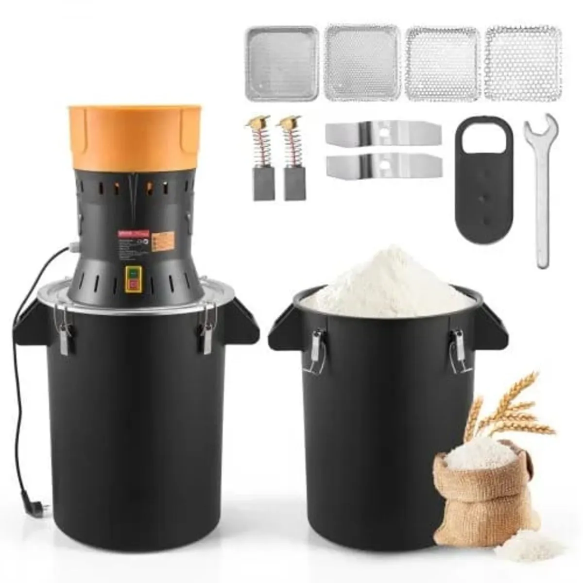 Electric Grain Mill Grinder, 600W High Power Comme - Image 1