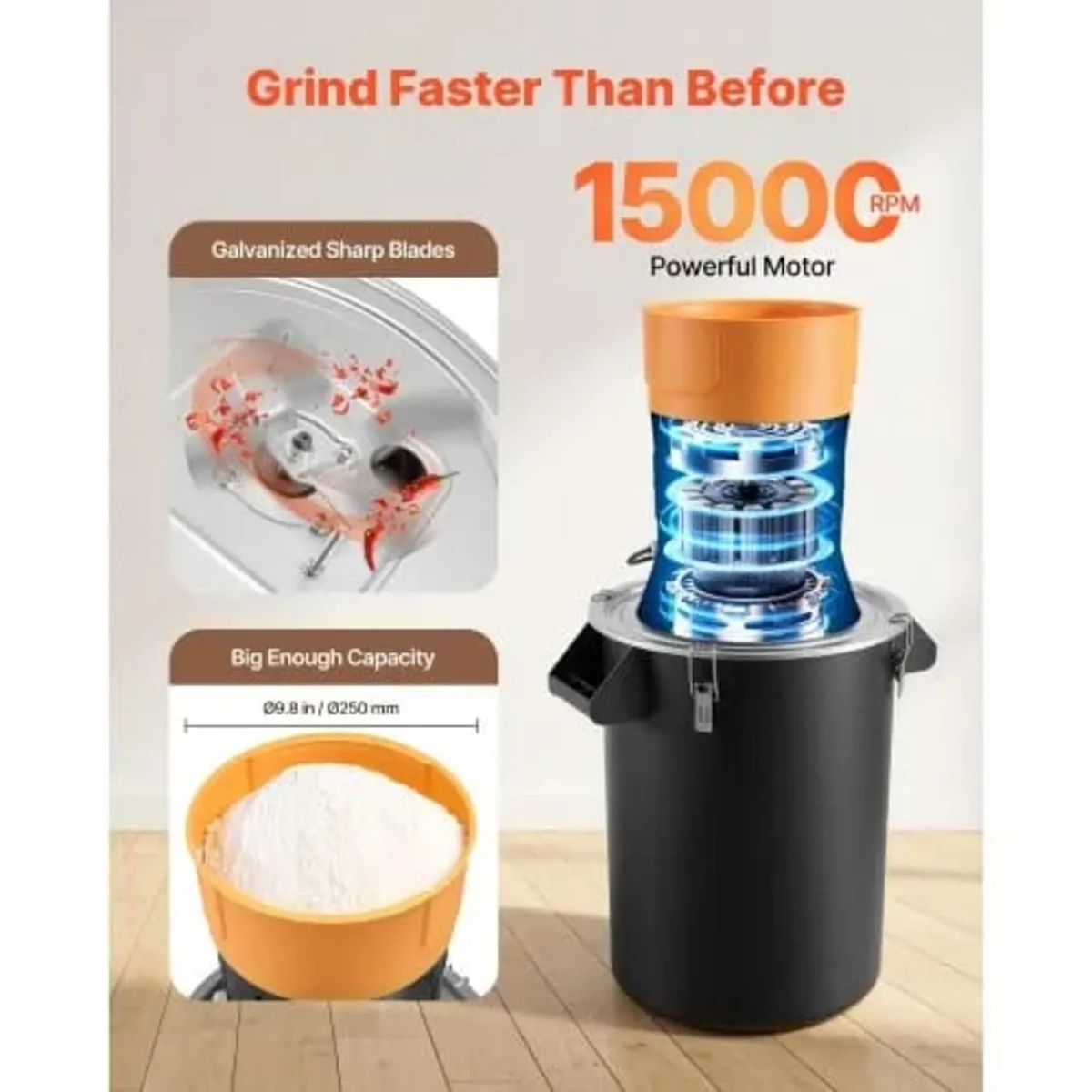 Electric Grain Mill Grinder, 600W High Power Comme - Image 2