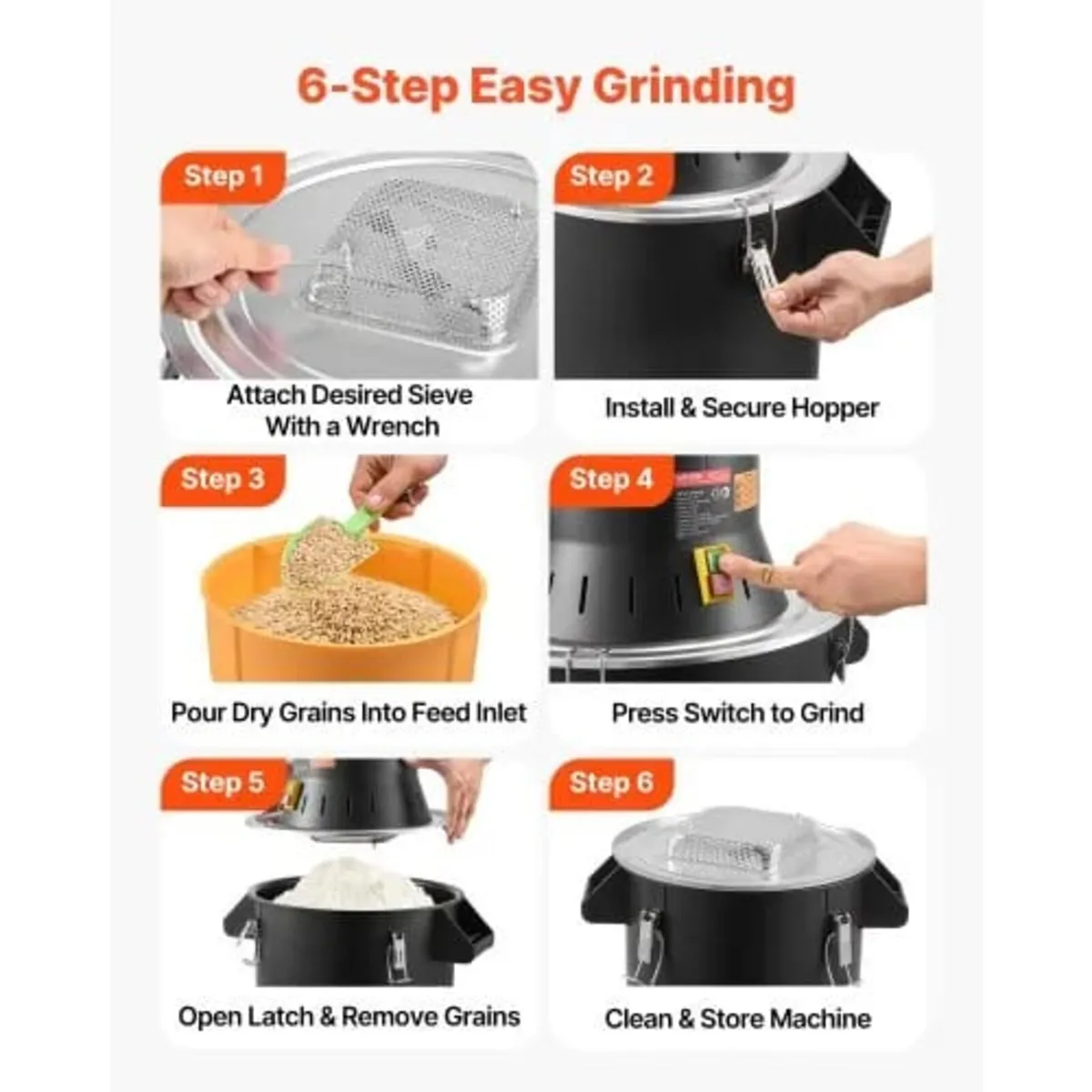 Electric Grain Mill Grinder, 600W High Power Comme - Image 3