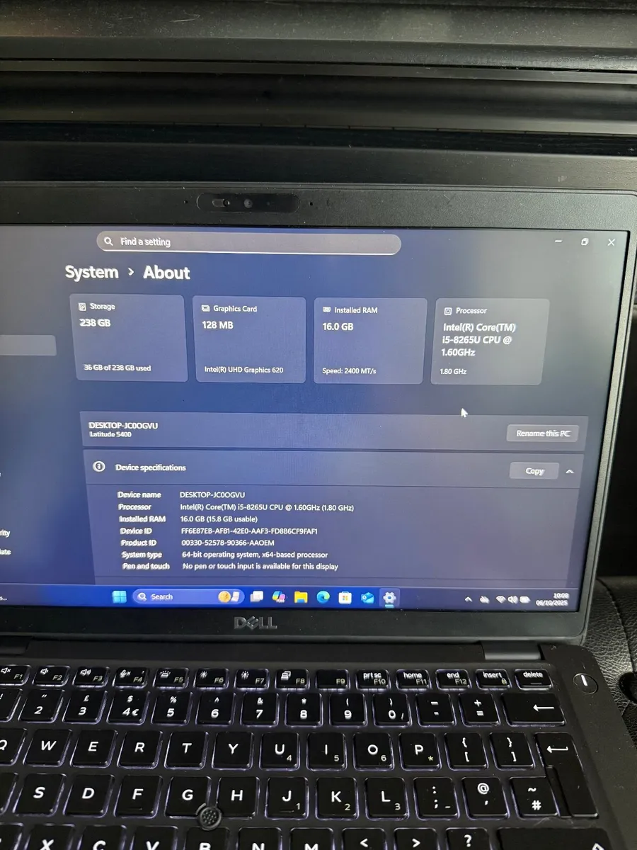 Dell Latitude 5400 Laptop i5/16GB/256SSD/FHD - Image 4