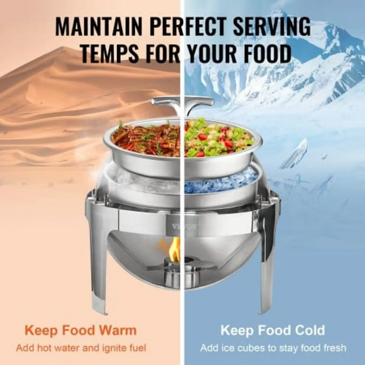 Roll Top Chafing Dish Buffet Set, 6 Qt 2 Pack, Sta - Image 3