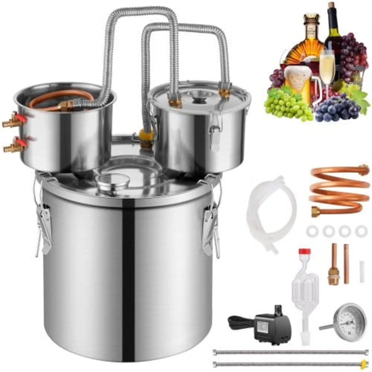 Alcohol Still, 3 Gal / 11.4 L Stainless Steel Wate - Image 1