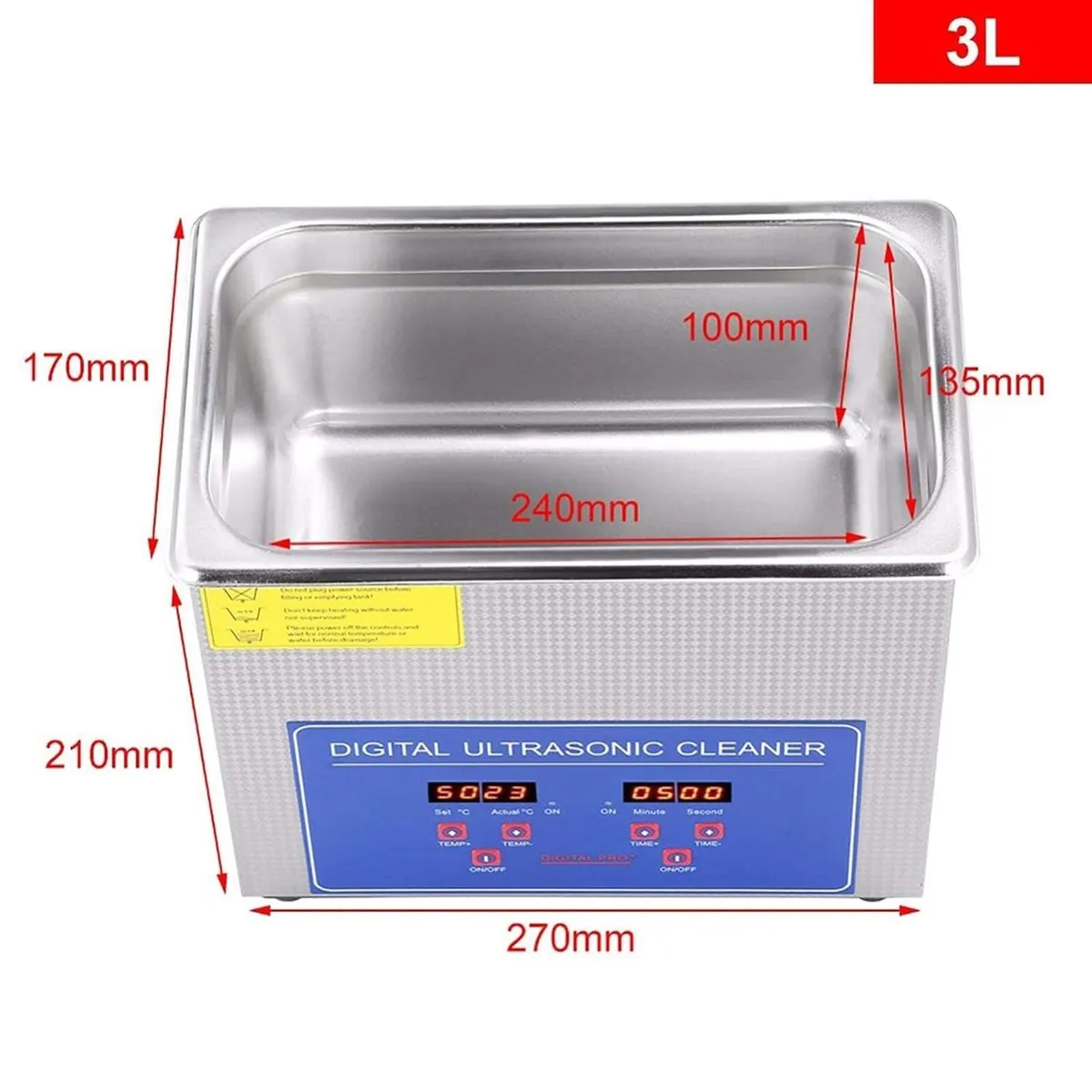3L Ultrasonic Cleaner Tank with Digital Timer - Image 3