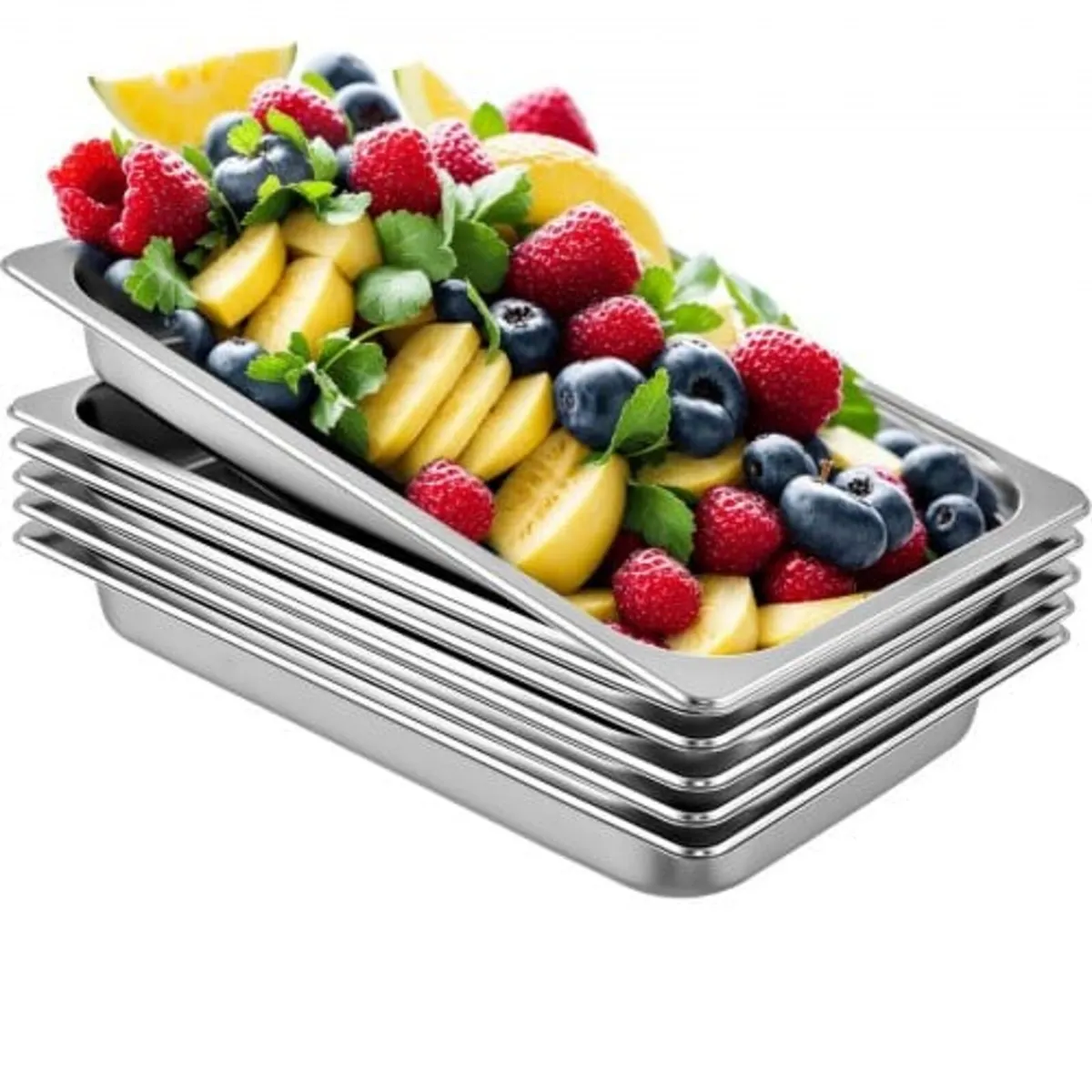 6 Pack Steam Table Pans 20.9 x 12.8 x 2.6 Inch Dee - Image 1