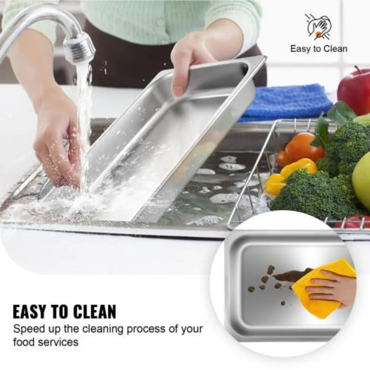 6 Pack Steam Table Pans 20.9 x 12.8 x 2.6 Inch Dee - Image 2