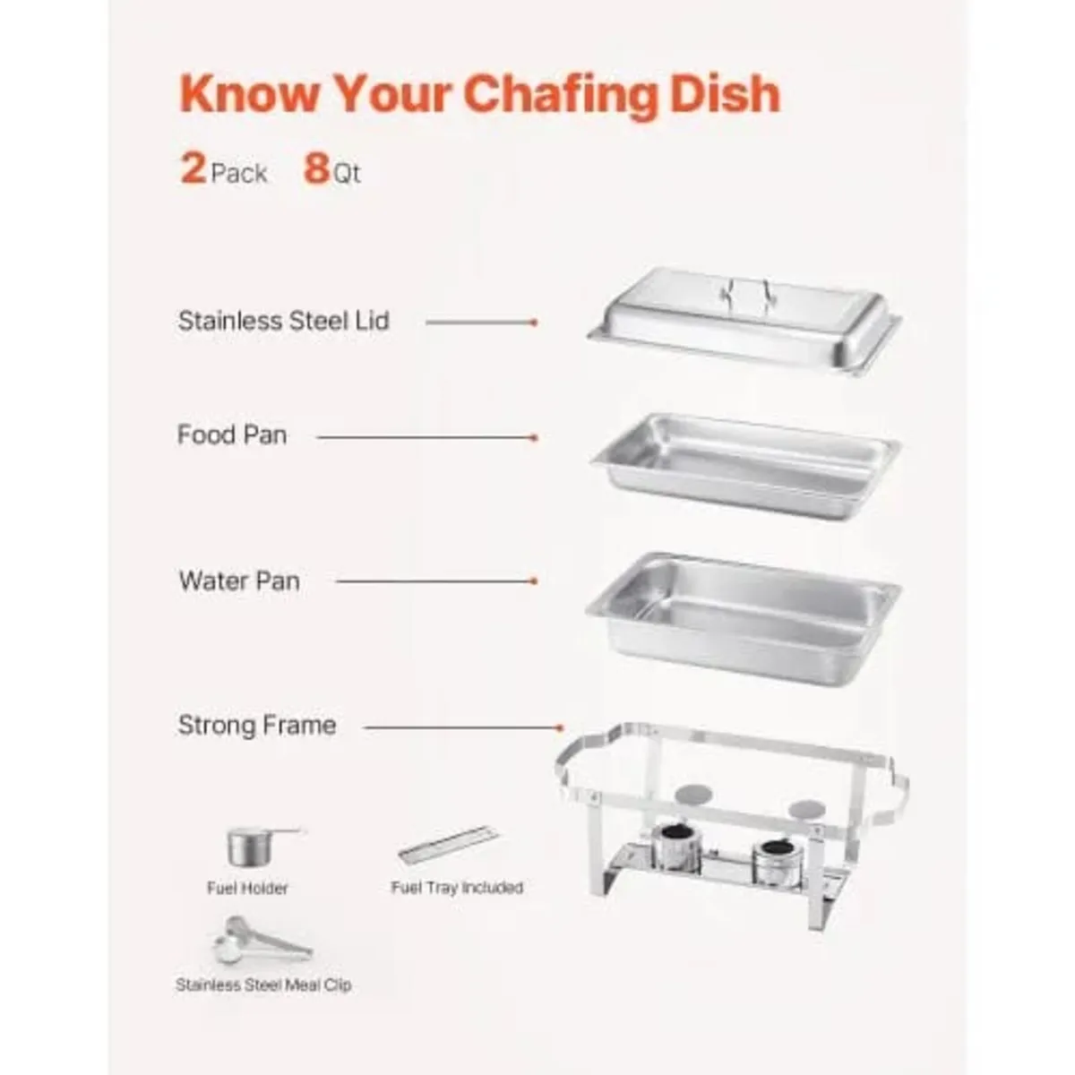 Chafing Dish Buffet Set, 8 Qt 2 Pack, Stainless St - Image 4