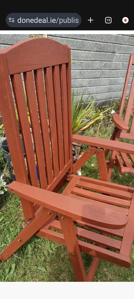 Heavy Teak high back garden recliner chair - Image 2