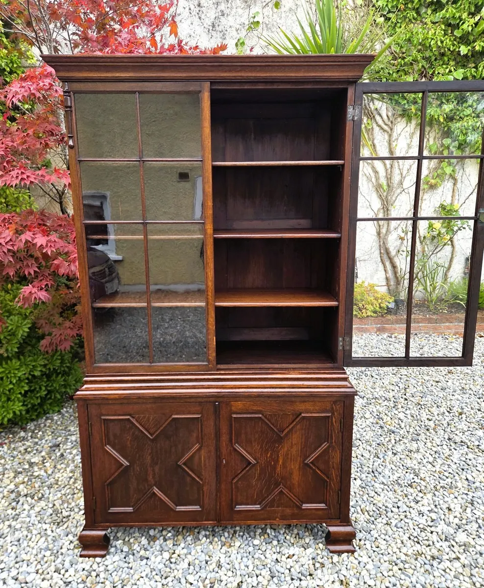 Antique Oak Library Bookcase- Circa 1900 - Image 2