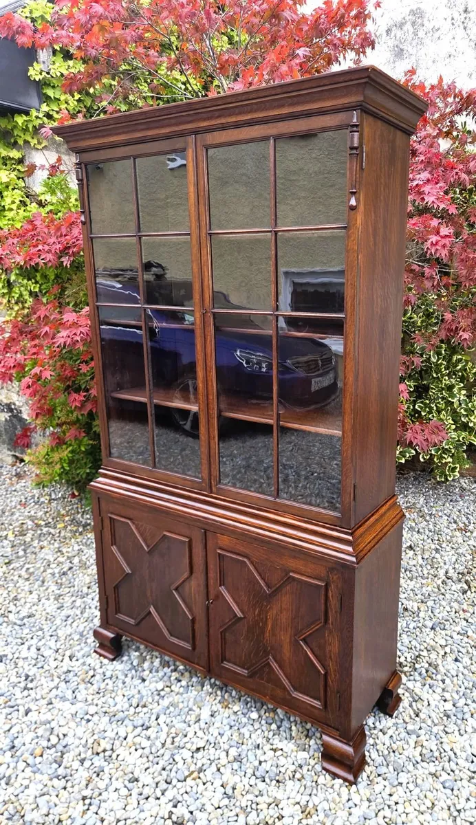 Antique Oak Library Bookcase- Circa 1900 - Image 3