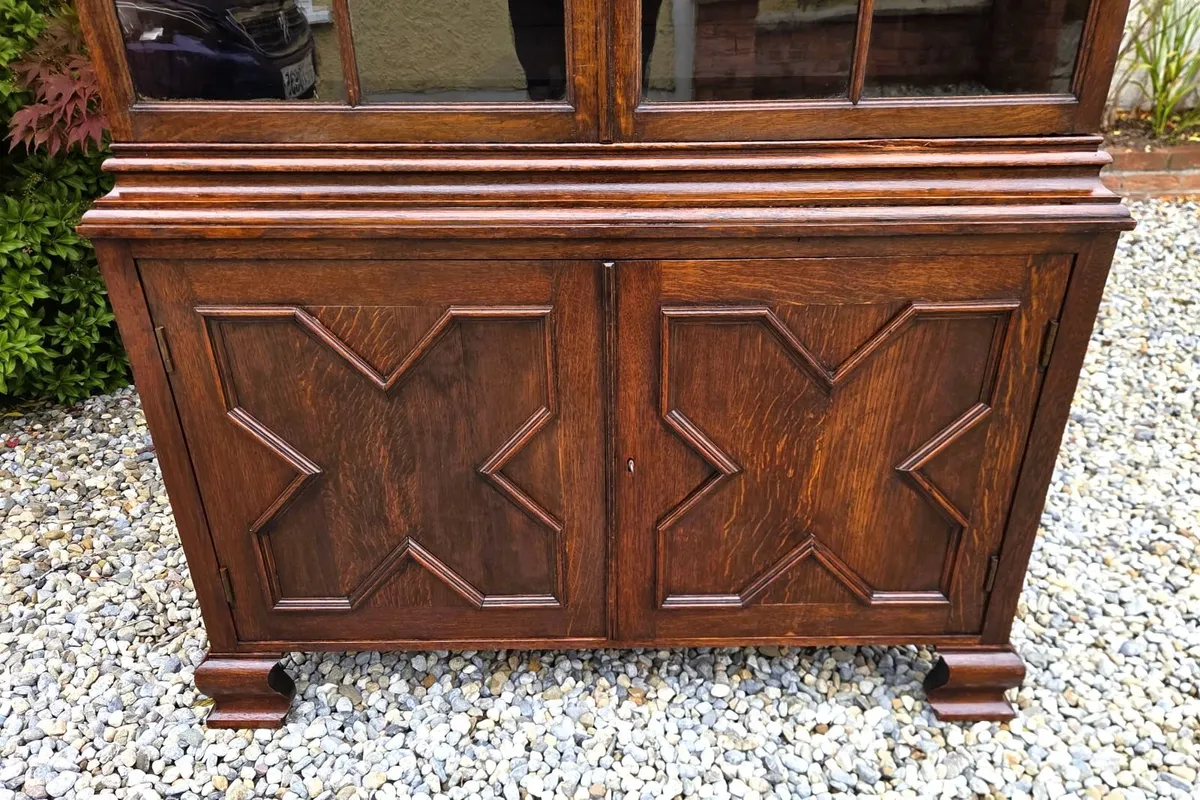 Antique Oak Library Bookcase- Circa 1900 - Image 4