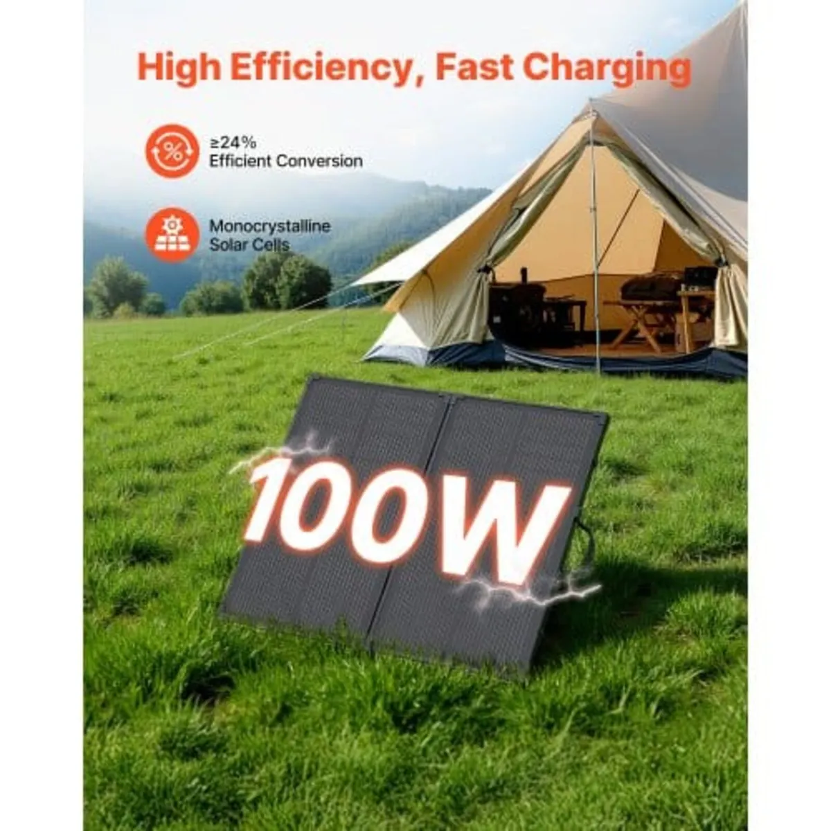 100W Foldable Solar Panel with Frame, 16BB N-Type - Image 2