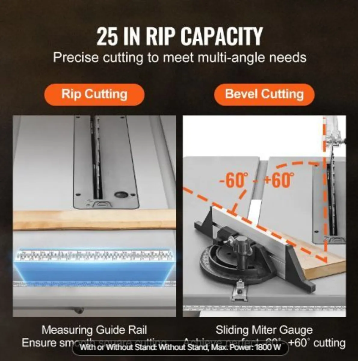 1800 W Table Saw Electric Cutting Machine, 625 mm - Image 3