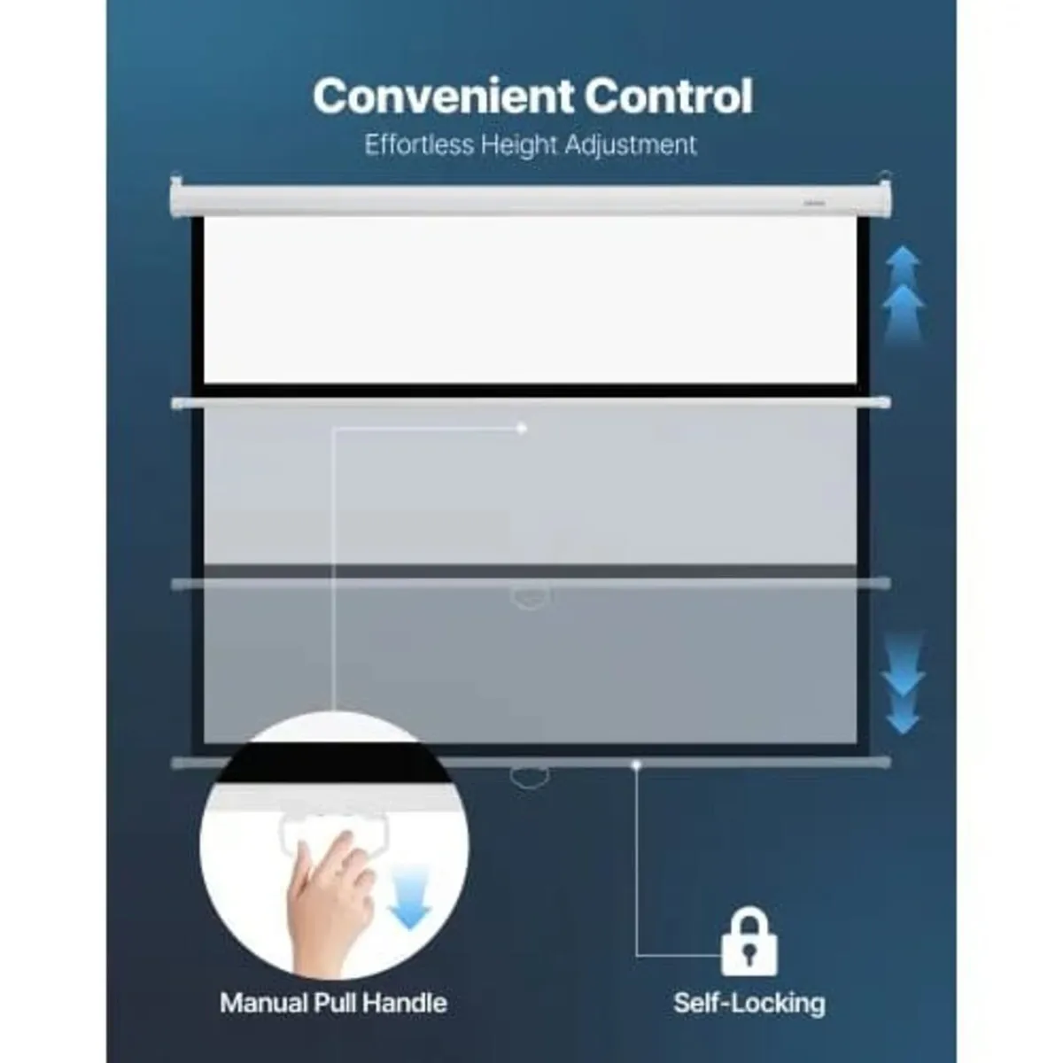 Manual Projector Screen, 1829 mm 4:3 4K 1080 HD Re - Image 4
