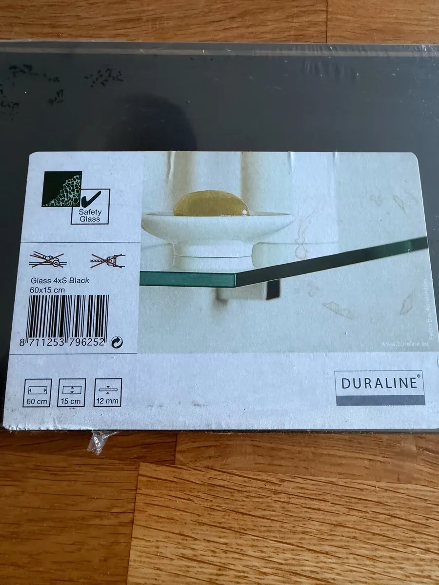 2 x Duraline toughened black glass shelf - Image 1