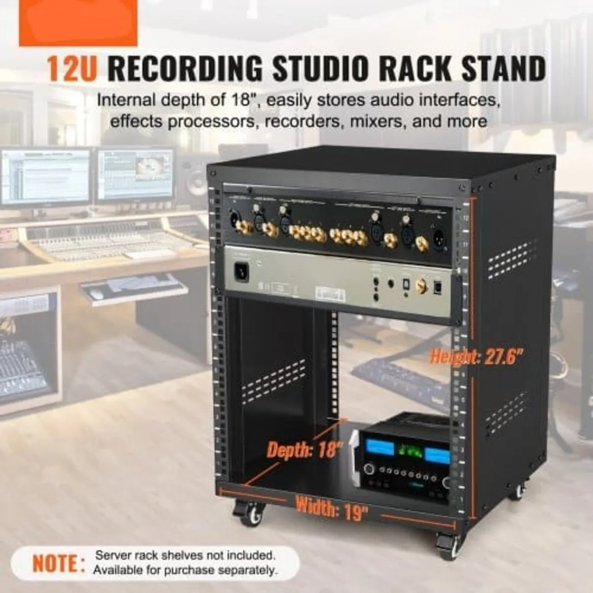 12U AV Rack Stand 226.8 kg Capacity Network Stereo - Image 2